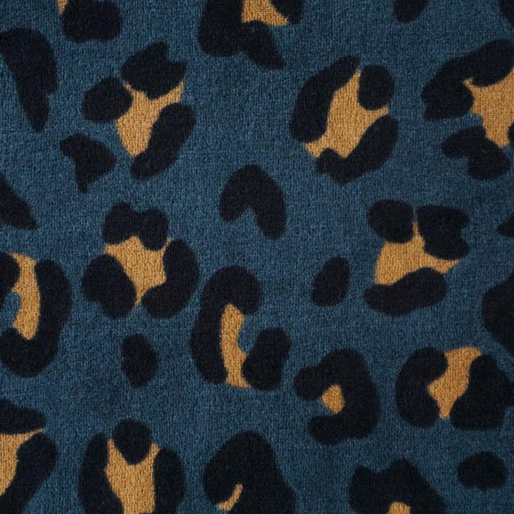 Nickistoff bedruckt Leo Animalprint petrol